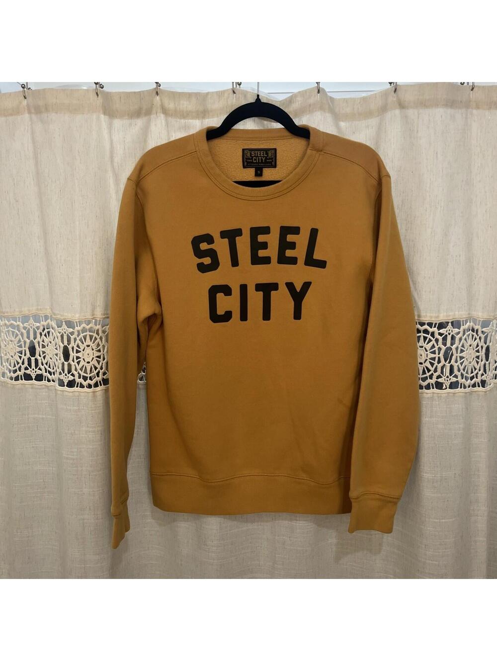 Steel City Logo Cotton Fleece Crewneck Sweatshirt Mens Size Small